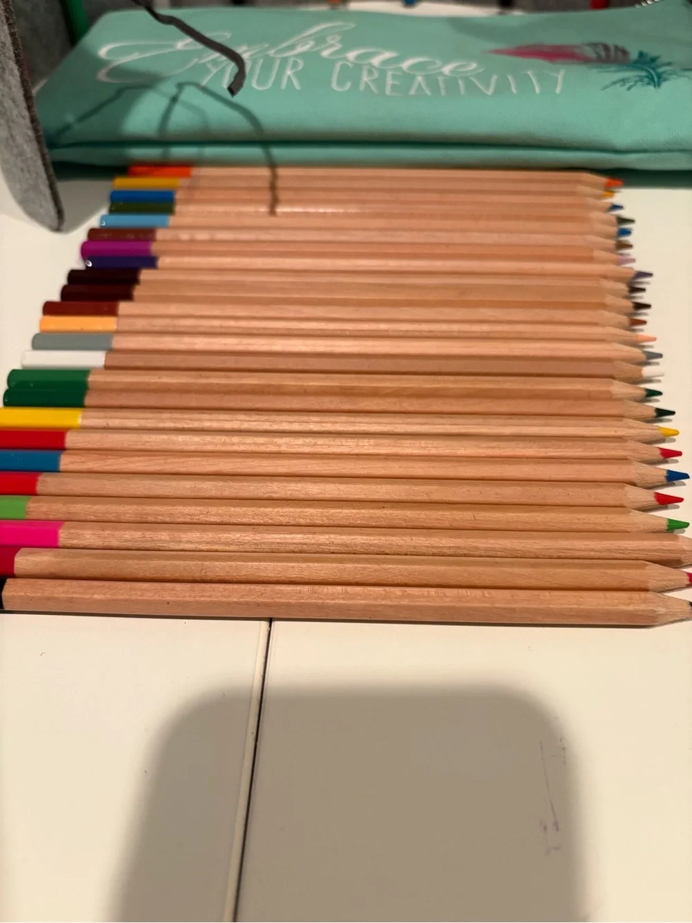 Colored Pencils Roll-Up Holder & Canvas Pencil Case Lots of Color